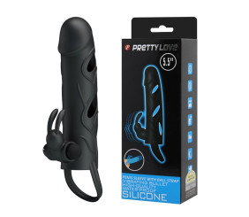 Titreşimli Klitoral Uyarıcılı Uzatmalı Penis Kılıfı Zenci Penis