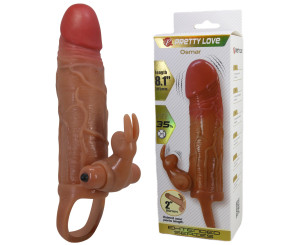 5 cm Dolgulu Uzatmalı Titreşimli Melez Gerçekçi Penis Kılıfı