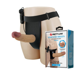 17,5 cm Titreşimli Belden Bağlamalı İçi Boş 7 cm Dolgulu Strapon Penis - Draven