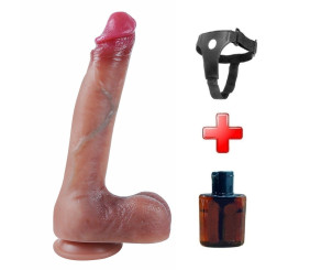 27 cm Kalın Ultra Gerçekçi Melez Belden Bağlamalı Vantuzlu Dildo Penis – Bahamut