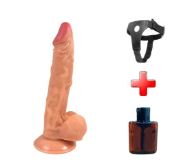 23 cm Realistik Dokulu Ten Rengi Belden Bağlamalı Vantuzlu Dildo Penis – Elon