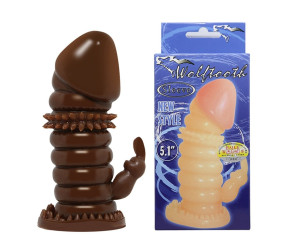 Klitoral Uyarıcılı Tırtıklı Boğumlu Penis Kılıfı