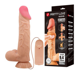 24 cm Kıkırdak Yapılı Çift Katmanlı Gerçekçi Titreşimli Dildo Penis - Sadik