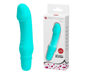 10 Titreşim Modlu Realistik Başlıklı Mini Silikon Vibratör - Stev (Turkuaz)