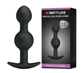10,4 cm Çift Bilyeli Boğumlu Silikon Anal Plug