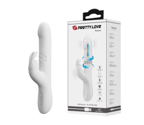 USB Şarjlı 12 Titreşim, 4 Rotasyon ve 4 İleri Geri Hareket Fonksiyonlu Beyaz Rabbit Vibratör - Reese