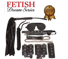 Fetiş Deri BDSM Fantasy Bağlama Seti – 7 Parça Siyah