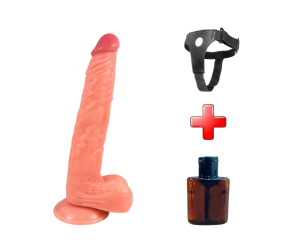 24 cm Realistik Dokulu Ten Rengi Belden Bağlamalı Vantuzlu Dildo Penis – Rio