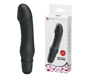 10 Titreşim Modlu Realistik Başlıklı Mini Silikon Vibratör - Stev (Siyah)