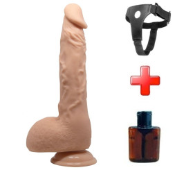 24 cm Belden Bağlamalı Realistik Vantuzlu Dildo Penis - Jason