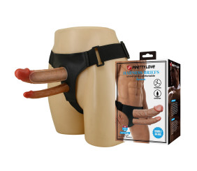 17,5 cm Belden Bağlamalı Çift Dildolu İçi Boş Strapon Penis