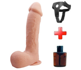 22,2 cm Belden Bağlamalı Realistik Vantuzlu Dildo Penis - Johnson