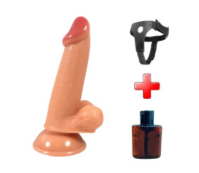 17 cm Realistik Dokulu Ten Rengi Belden Bağlamalı Vantuzlu Dildo Penis – Alex
