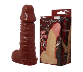 14,4 cm Klitoral Uyarıcılı Tırtıklı Damarlı Penis Kılıfı