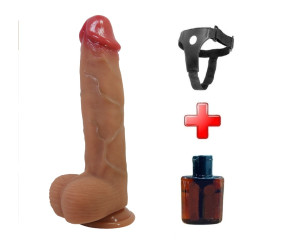 23,5 cm Süper Yumuşak Gerçekçi Silikon Belden Bağlamalı Dildo Penis – Orton