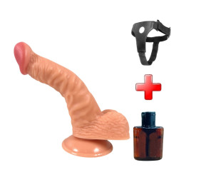 19 cm Realistik Dokulu Ten Rengi Belden Bağlamalı Vantuzlu Dildo Penis – Iron