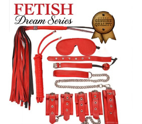Fetiş Deri BDSM Fantasy Bağlama Seti – 7 Parça Kırmızı
